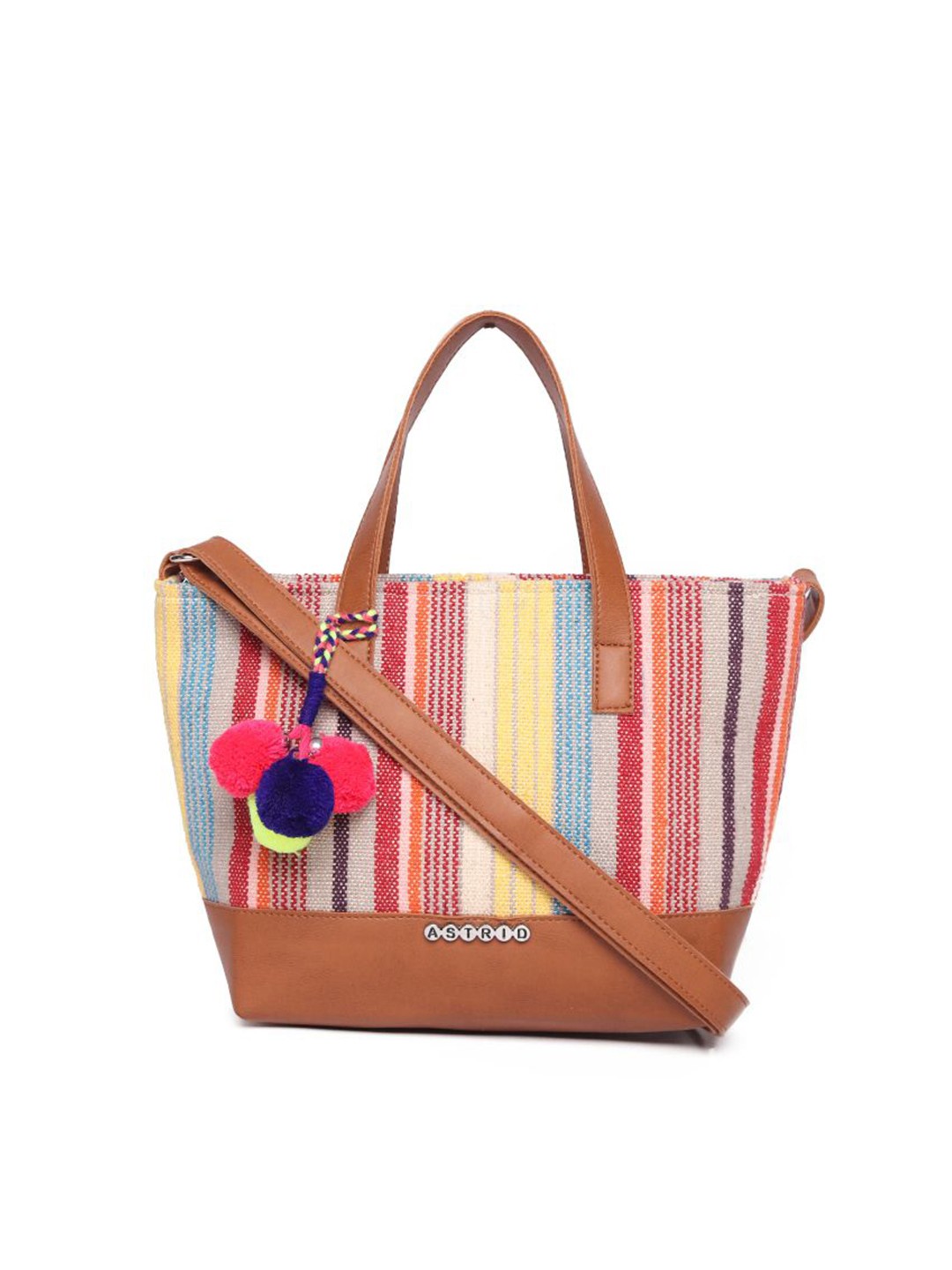 

ASTRID Printed Bucket Tote Bag with Tasselled, Brown