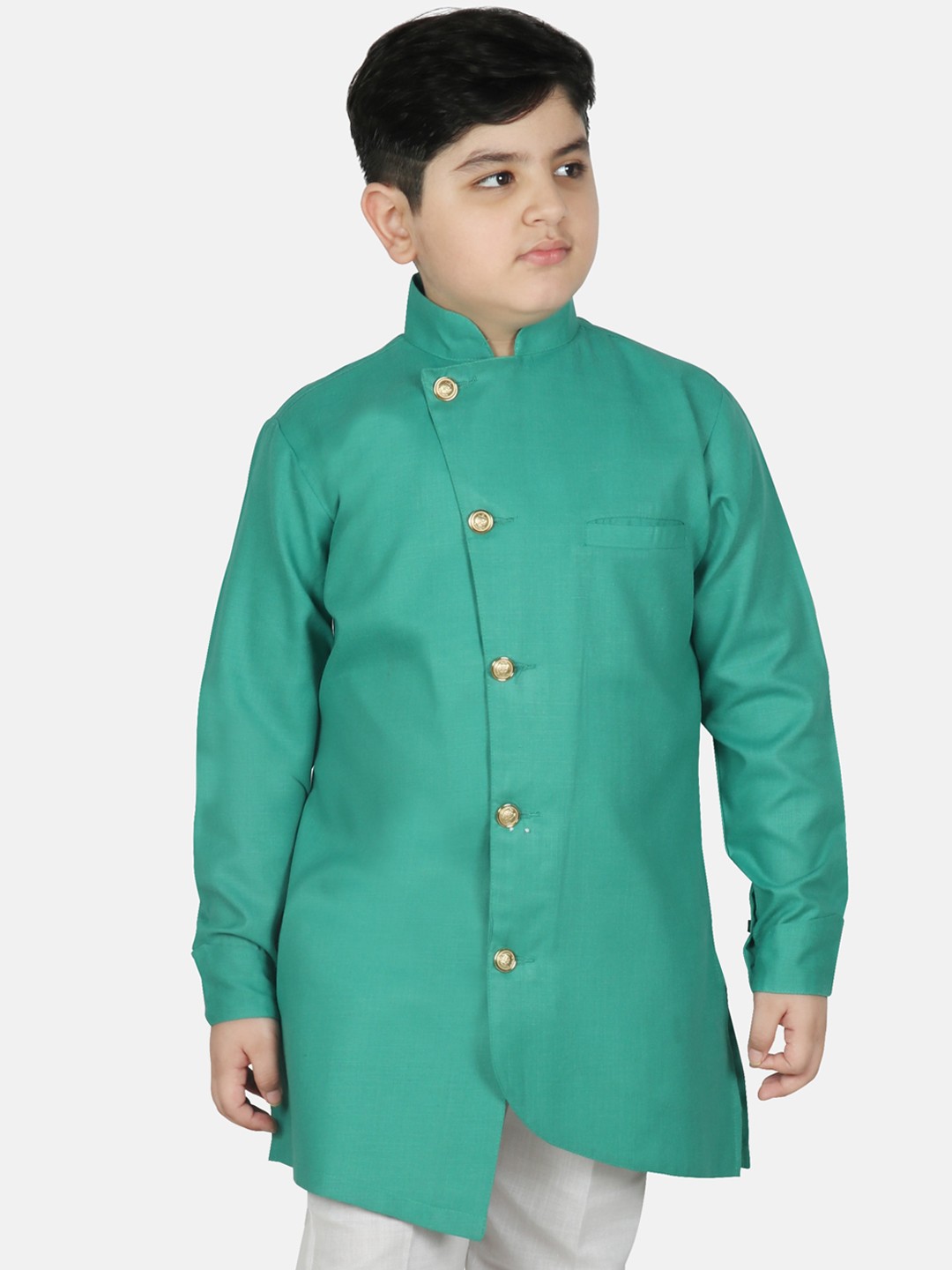 

SG YUVRAJ Boys Cotton Green Asymmetric Kurta