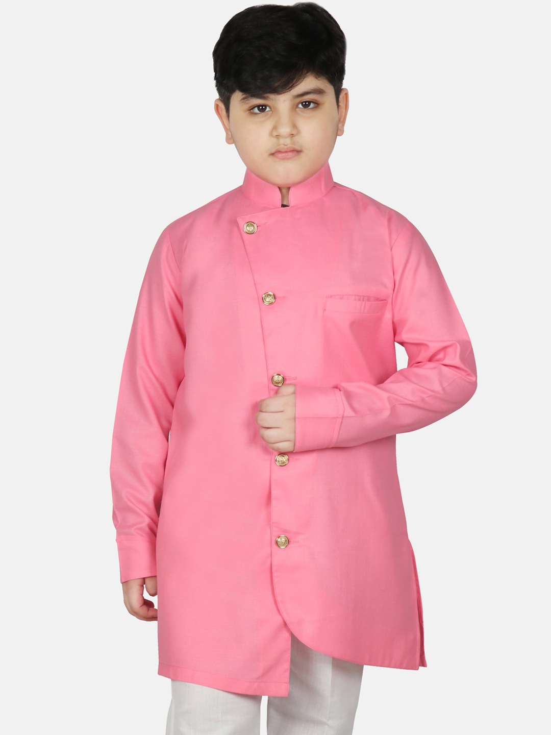 

SG YUVRAJ Boys Peach-Coloured Patchwork Kurta
