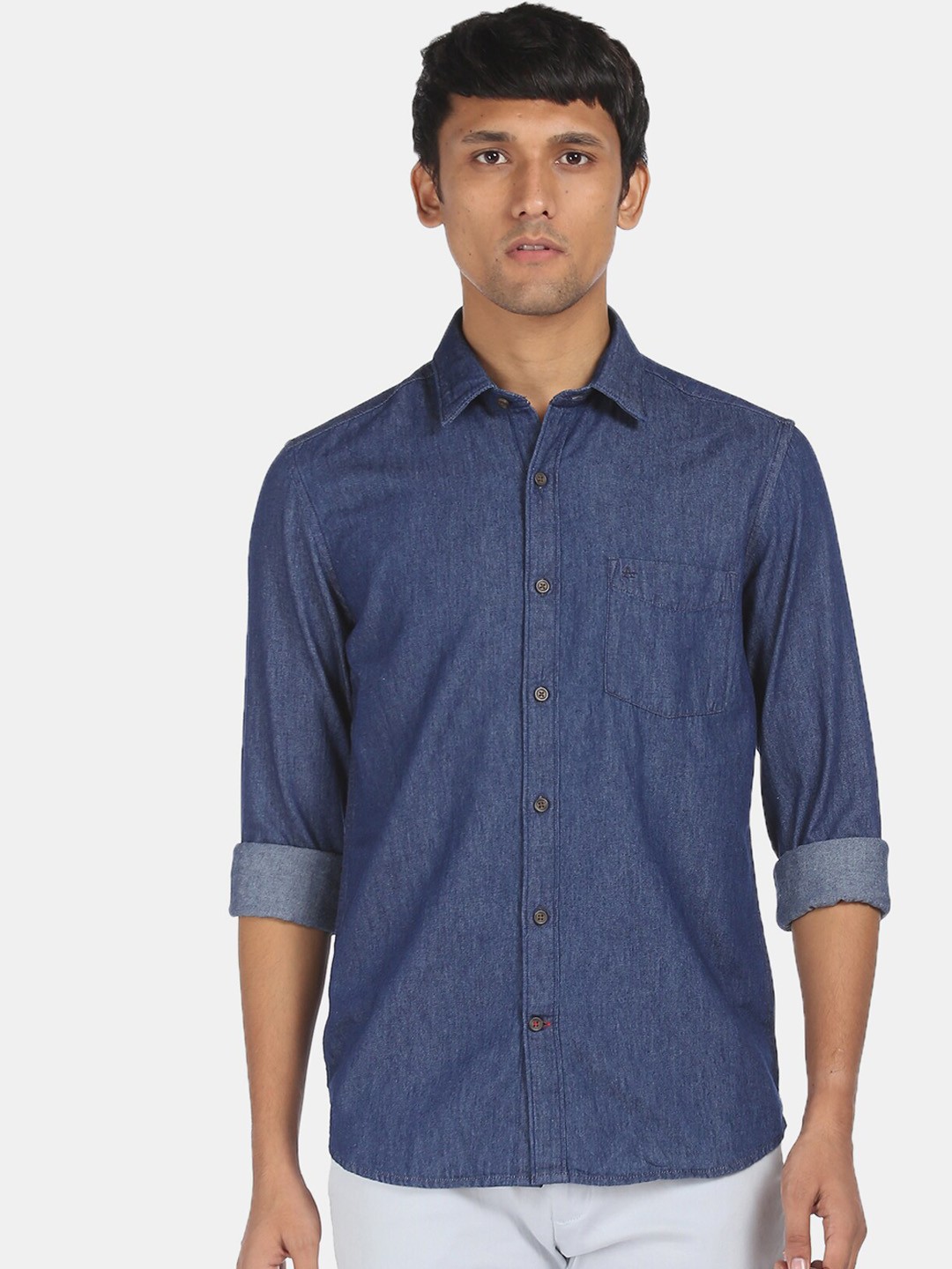 

Arrow Sport Men Blue Opaque Printed Casual Pure Cotton Shirt