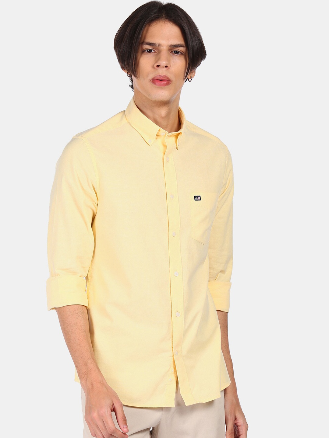 

Arrow Sport Men Yellow Opaque Casual Pure Cotton Shirt