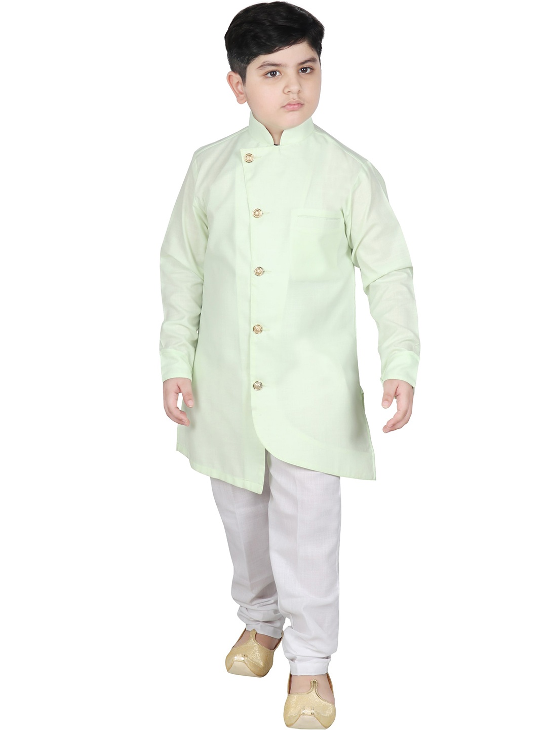 

SG YUVRAJ Boys Sea Green Angrakha Kurta with Pyjamas