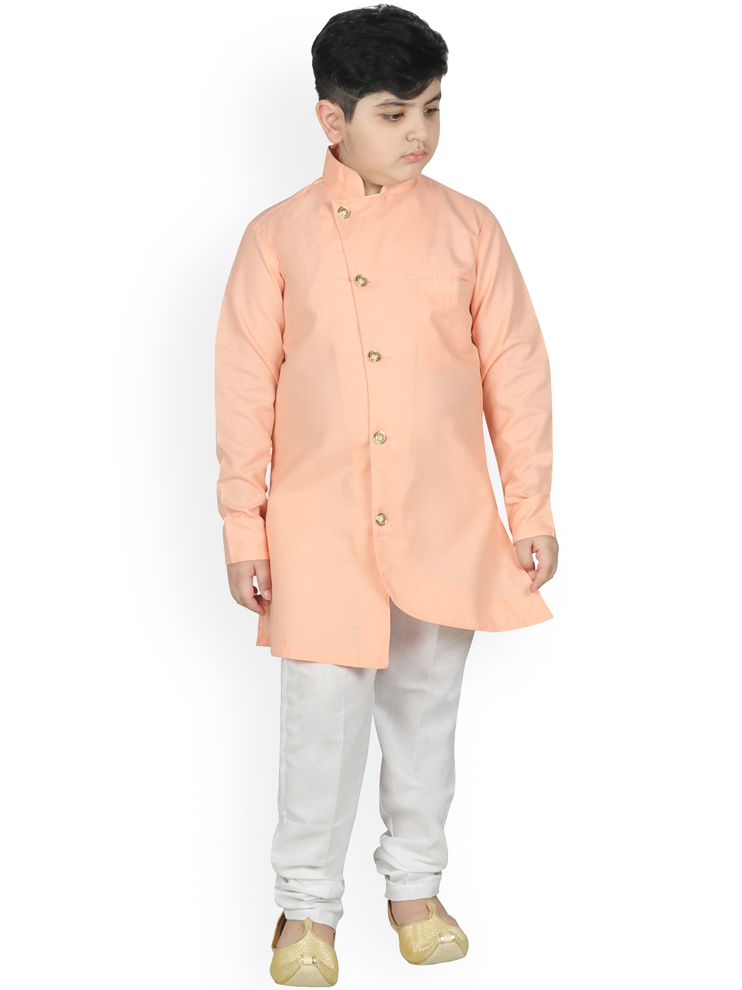 

SG YUVRAJ Boys Pink Angrakha Kurta with Pyjamas