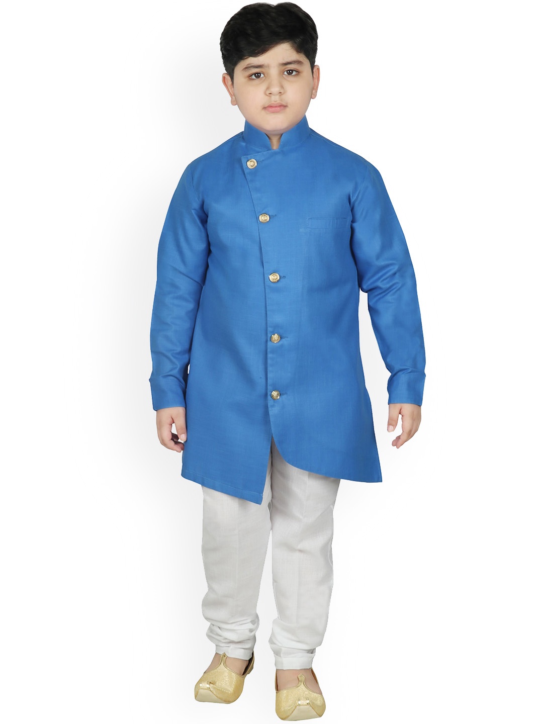 

SG YUVRAJ Boys Blue Angrakha Kurta with Pyjamas