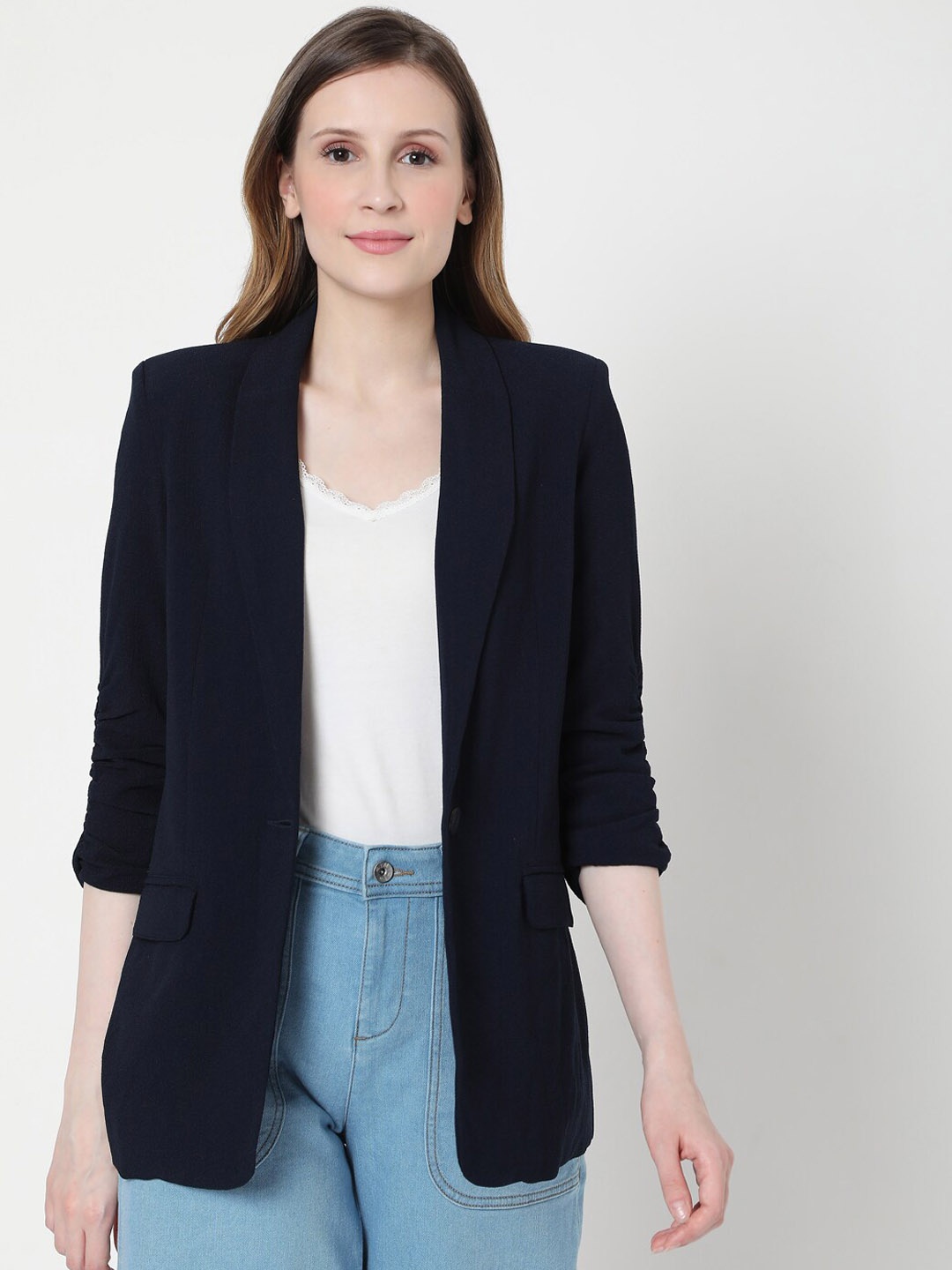 

Vero Moda Women Black Solid Single-Breasted Casual Blazer