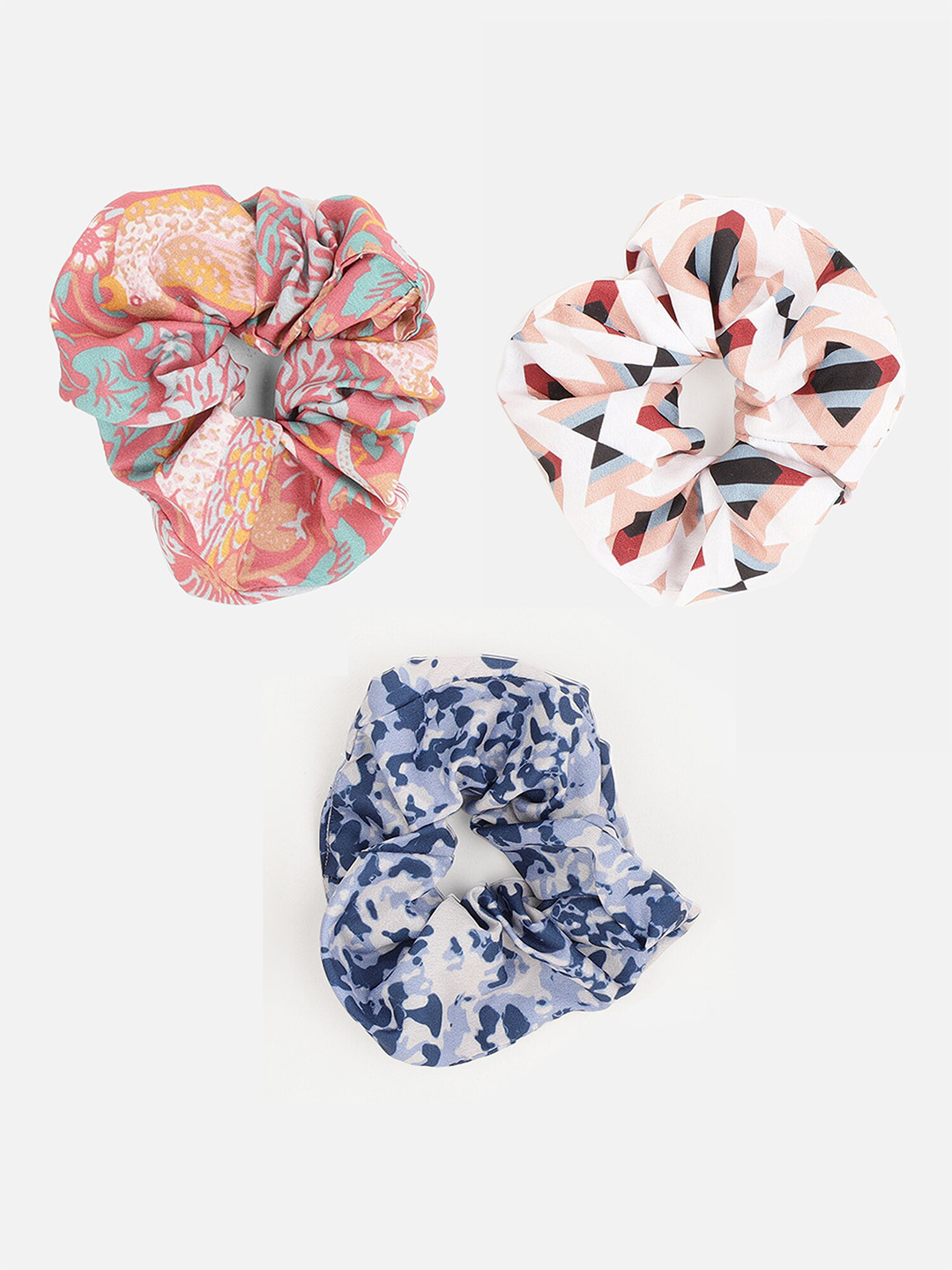 

Aditi Wasan Women Set of 3 Printed Ponytail Holders Scrunchies, White