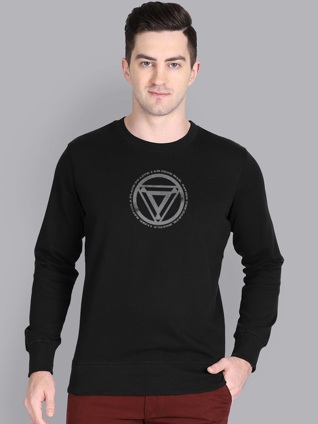 

Free Authority Men Black Iron Man Printed Sweatshirt