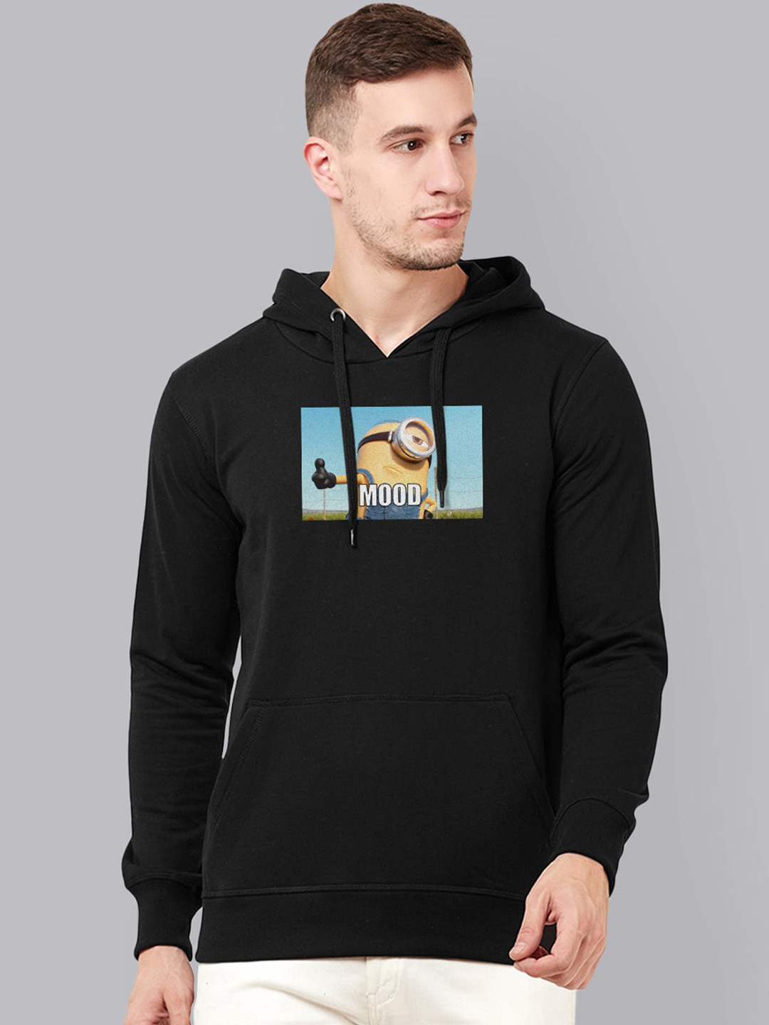 

Free Authority Men Black Minions Printed Hooded Sweatshirt