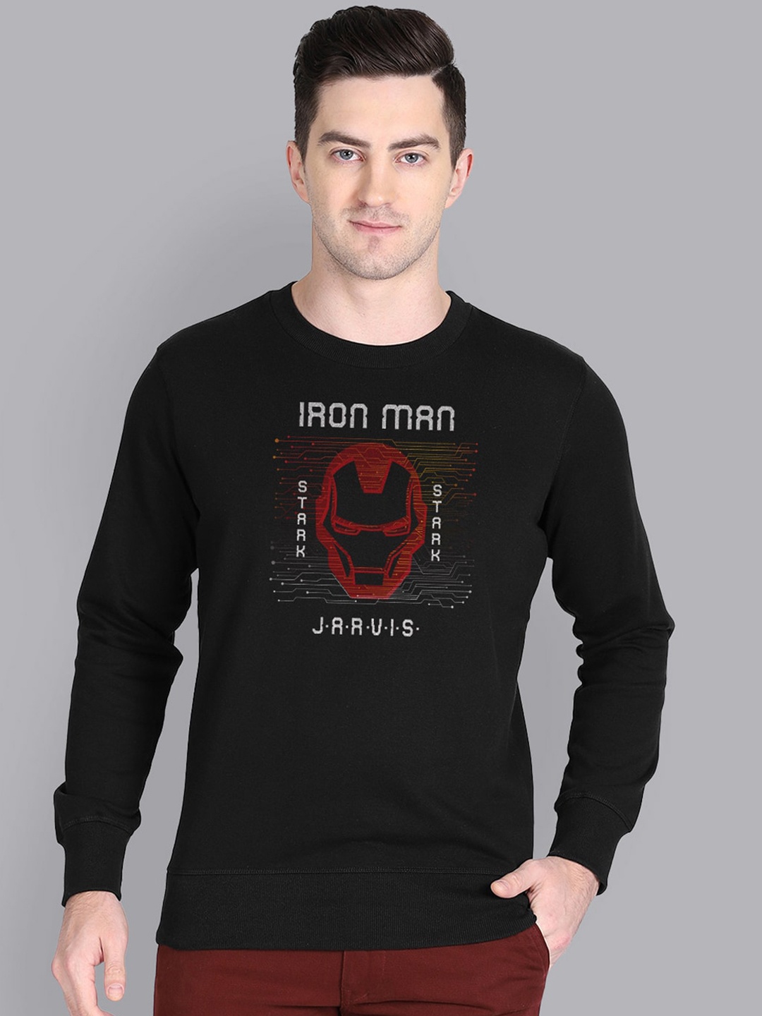 

Free Authority Men Black Iron Man Printed Sweatshirt
