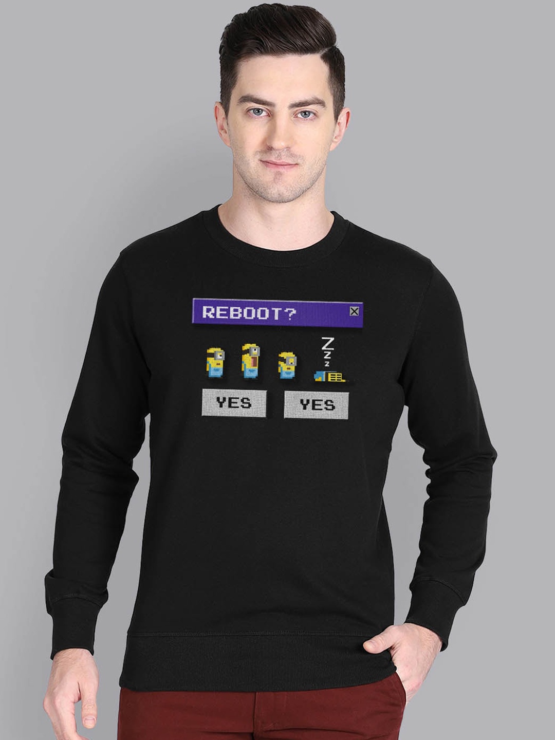 

Free Authority Men Black Minions Printed Sweatshirt