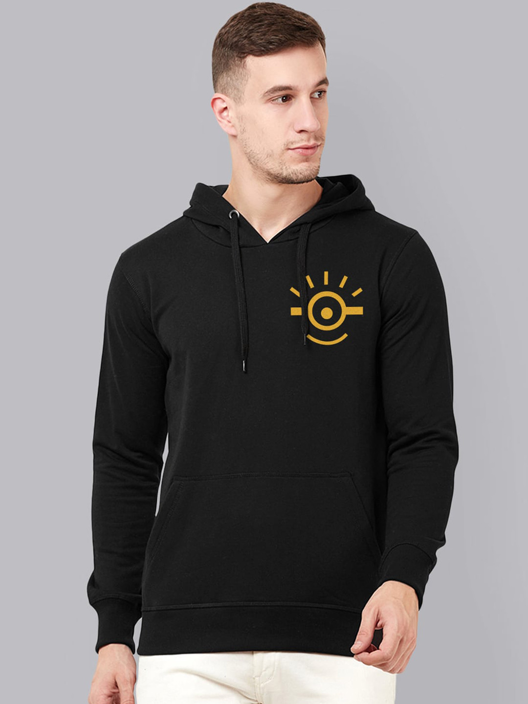 

Free Authority Men Black Minions Printed Hooded Sweatshirt