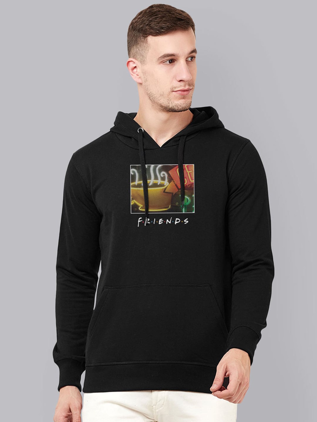 

Free Authority Men Black Friends Printed Hooded Sweatshirt