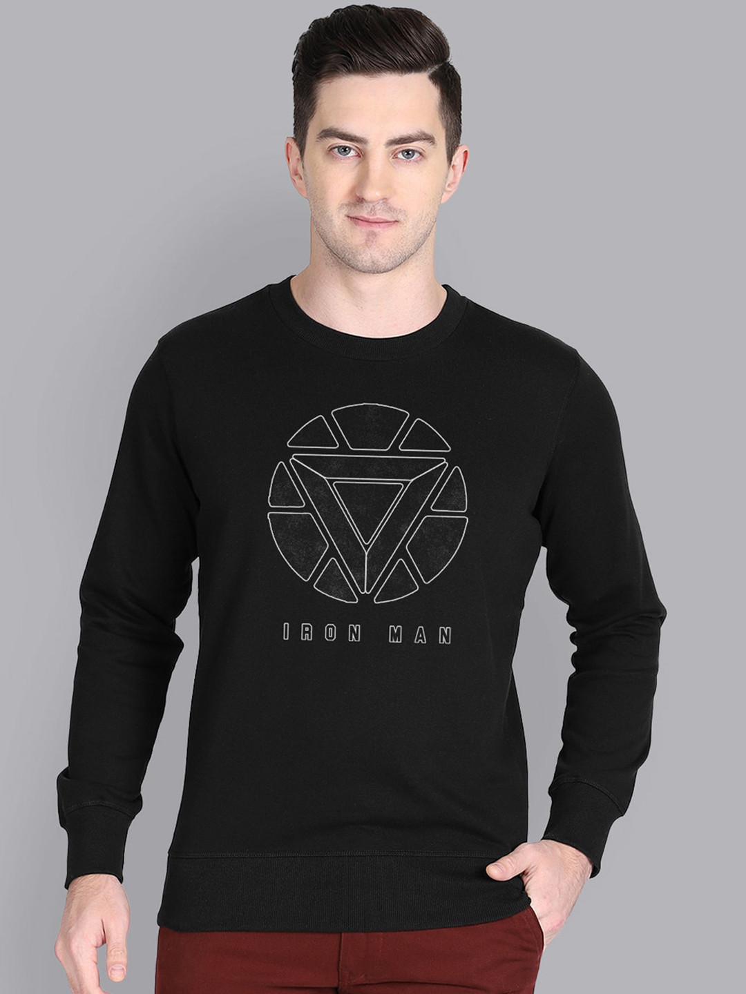 

Free Authority Men Black Iron Man Printed Sweatshirt