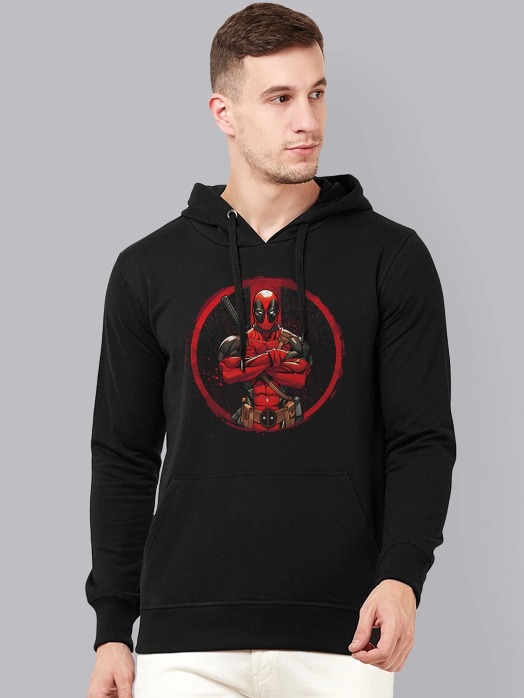 

Free Authority Men Black Deadpool Printed Hooded Sweatshirt