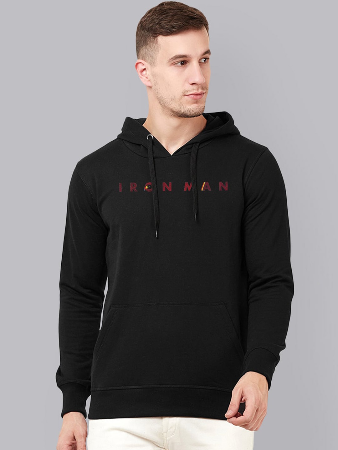 

Free Authority Men Black Iron Man Printed Hooded Sweatshirt