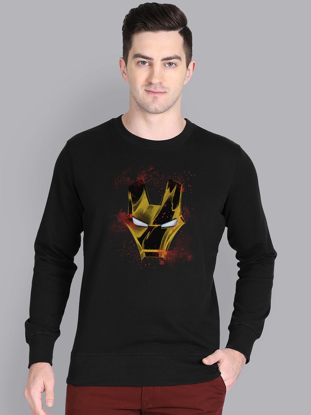 

Free Authority Men Black Iron Man Printed Sweatshirt