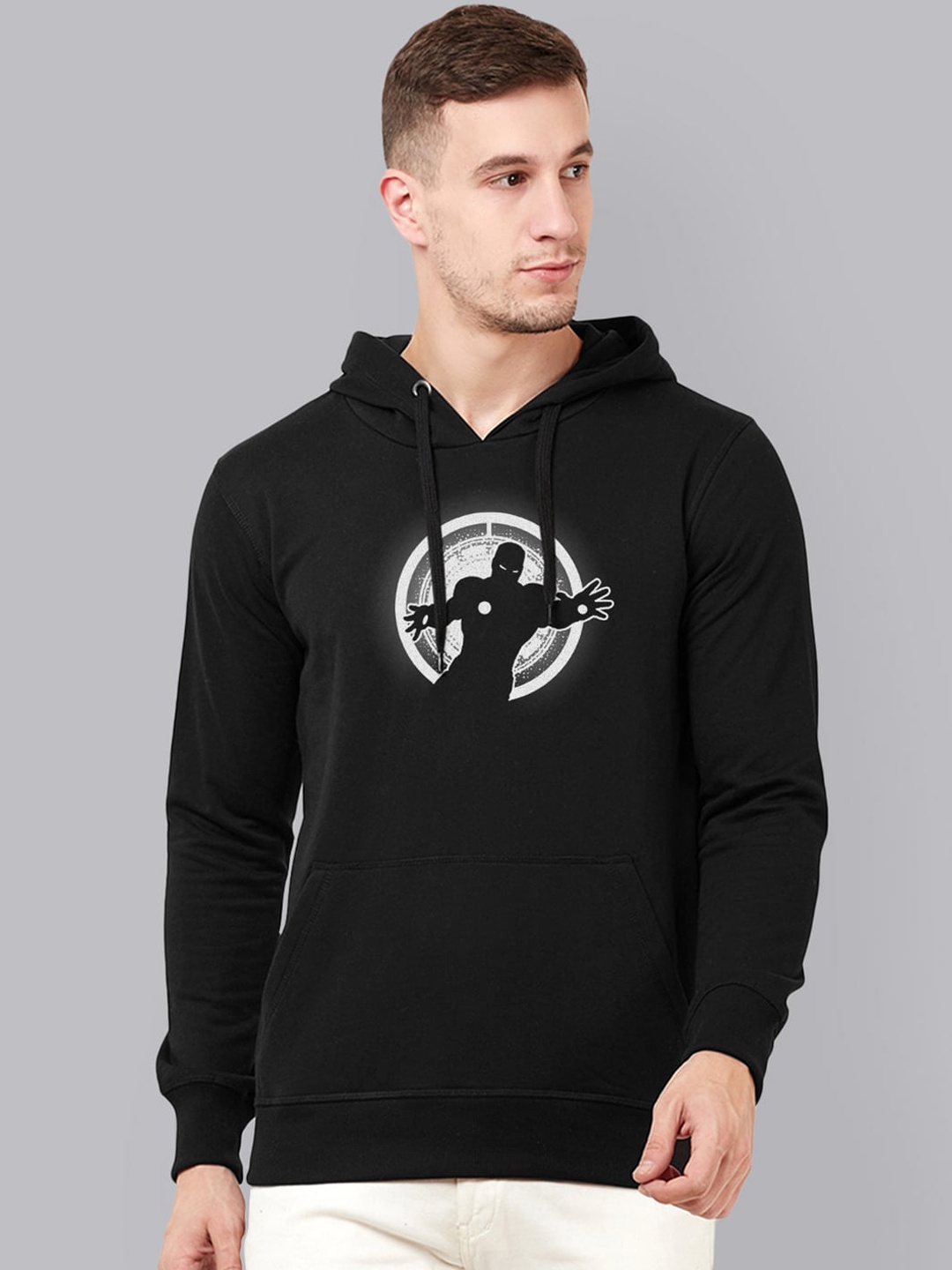 

Free Authority Men Black Iron Man Printed Hooded Sweatshirt
