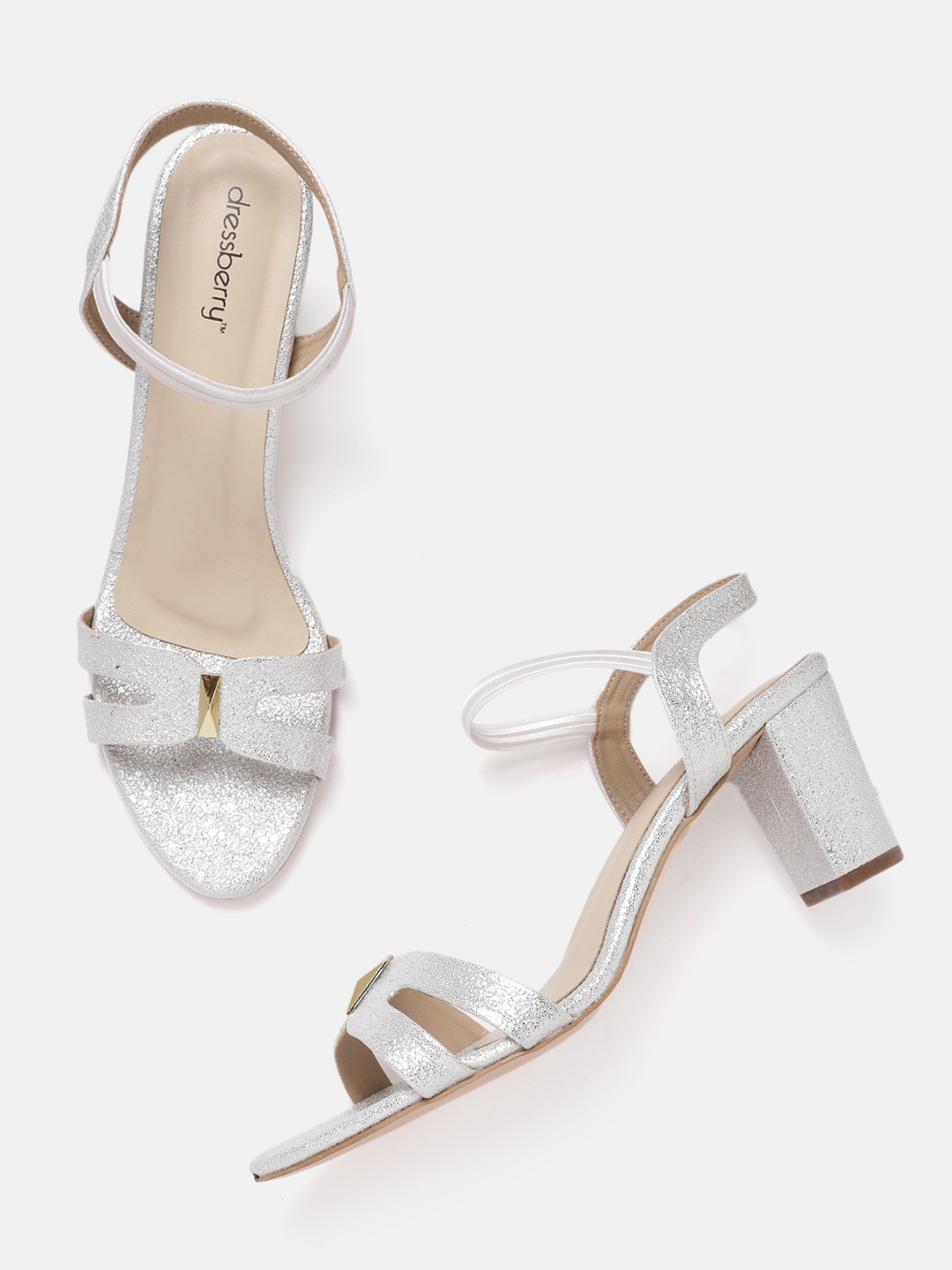

DressBerry Silver-Toned Block Heels