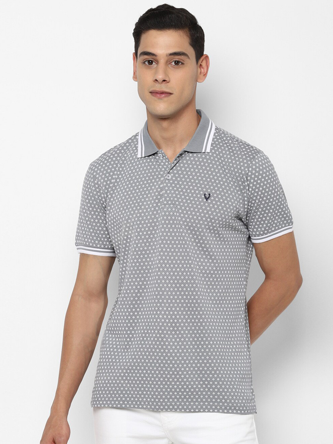 

Allen Solly Men Grey & White Polo Collar T-shirt