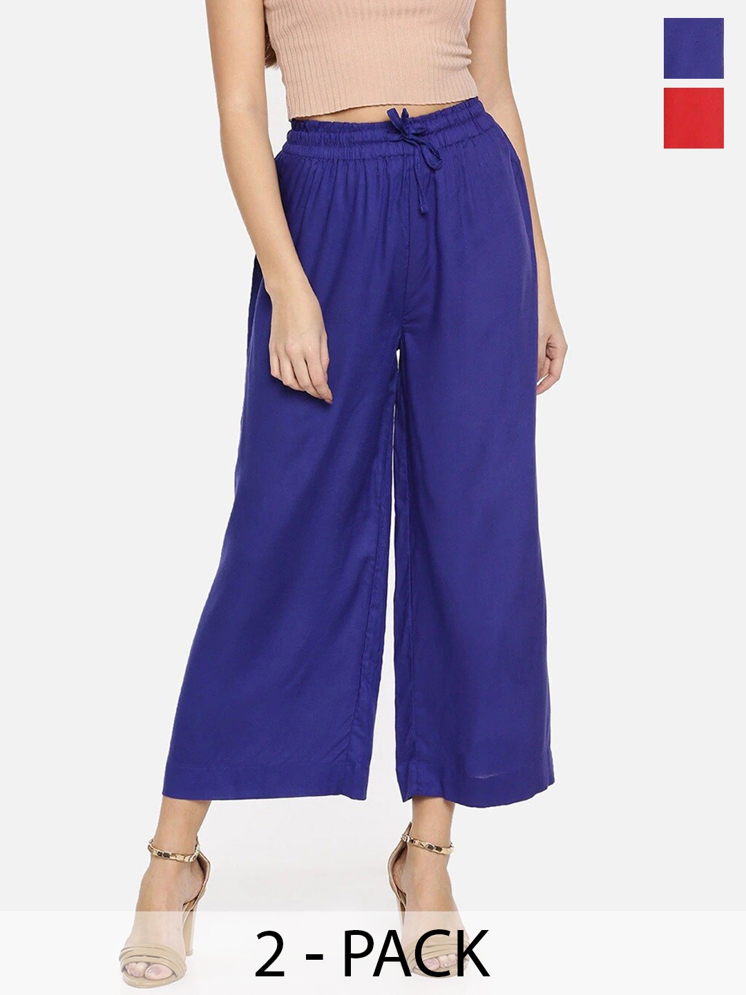 

TWIN BIRDS Women Pack Of 2 Blue & Red Palazzos