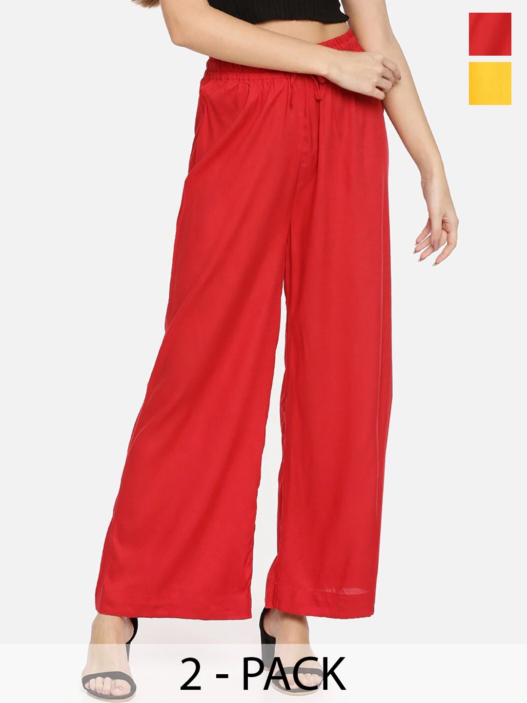 

TWIN BIRDS Women Pack Of 2 Red & Yellow Palazzos