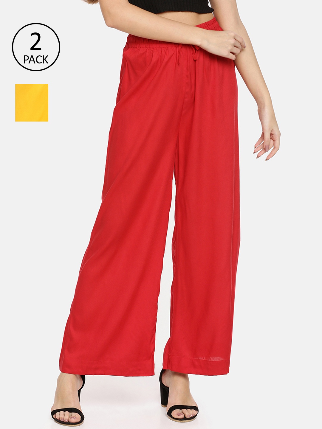 

TWIN BIRDS Women Pack Of 2 Red & Yellow Palazzos