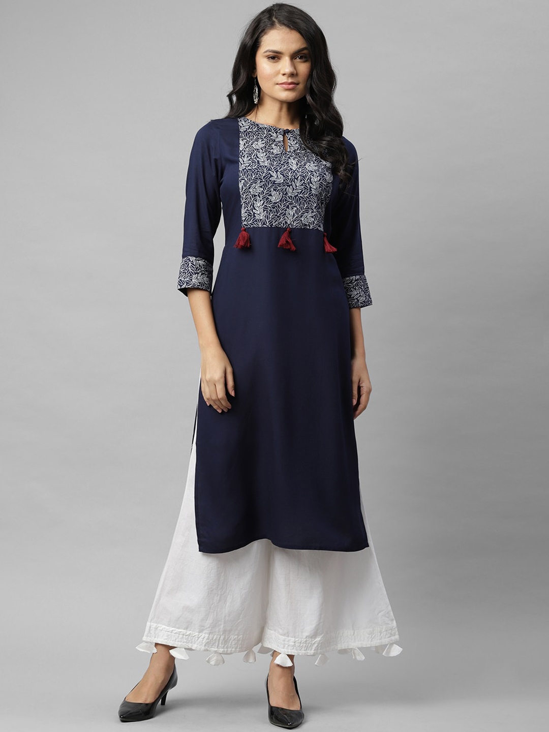 

Rigo Ethnic Printed Kurta, Navy blue