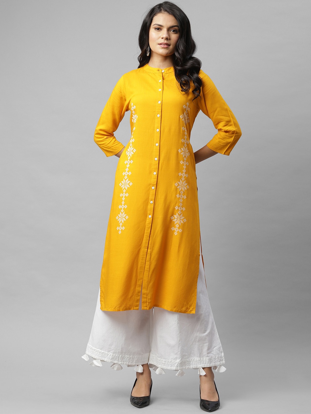 

Rigo Women Ethnic Printed Kurta, Mustard