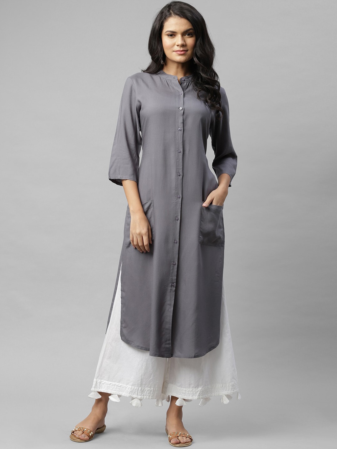

Rigo Solid Kurta With Matching Mask, Grey
