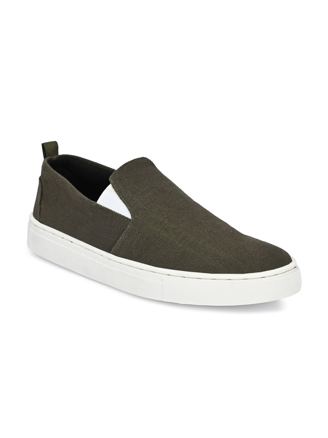 

EXTRIMOS Men Olive Green Slip-On Sneakers