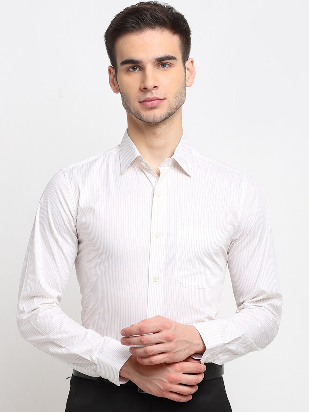 

FINNOY Men White Self Design Formal Shirt