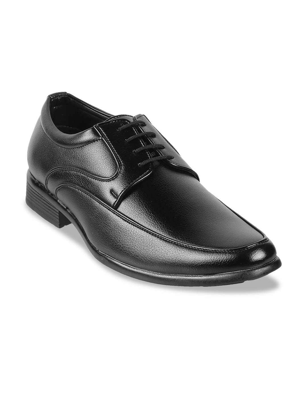 

WALKWAY by Metro Men Black Solid Leather Formal Derbys