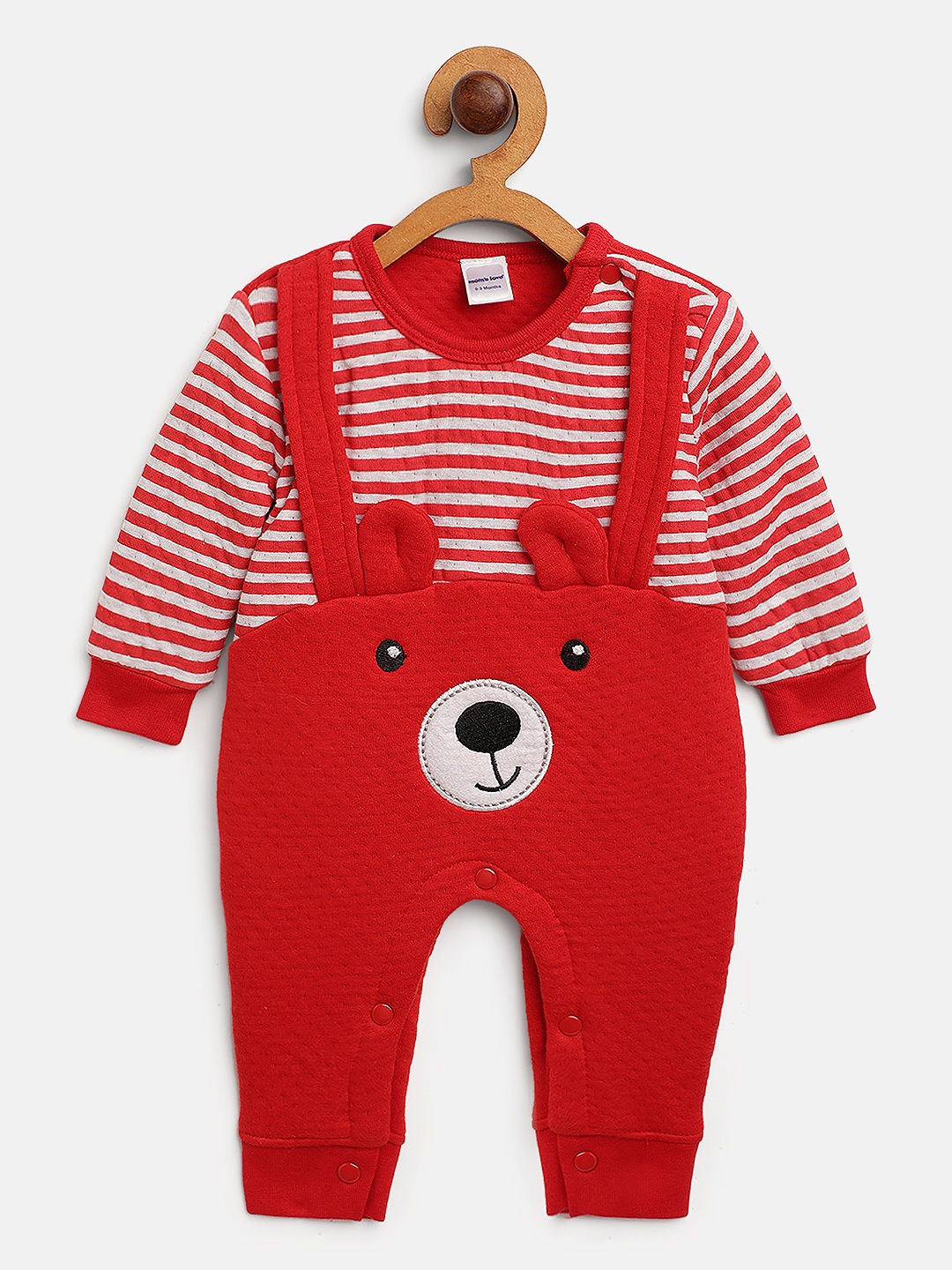 

Moms Love Infant Kids Red& White Cotton Sleepsuit