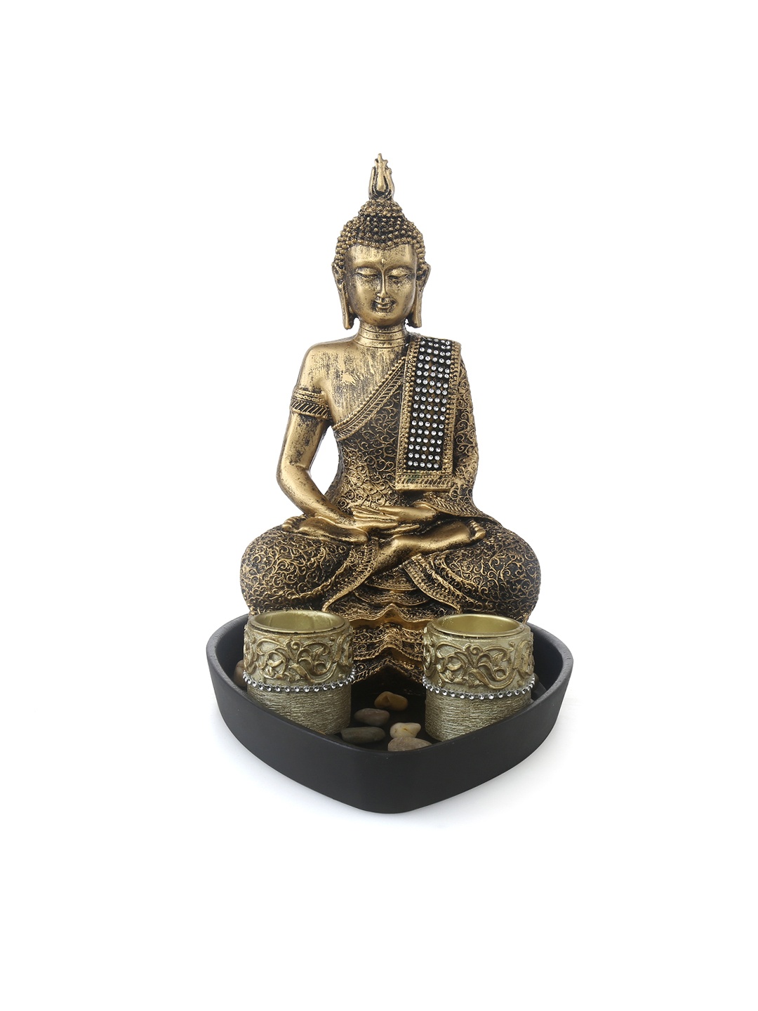 

Athome by Nilkamal Gold-Toned Wooden Buddha Showpiece