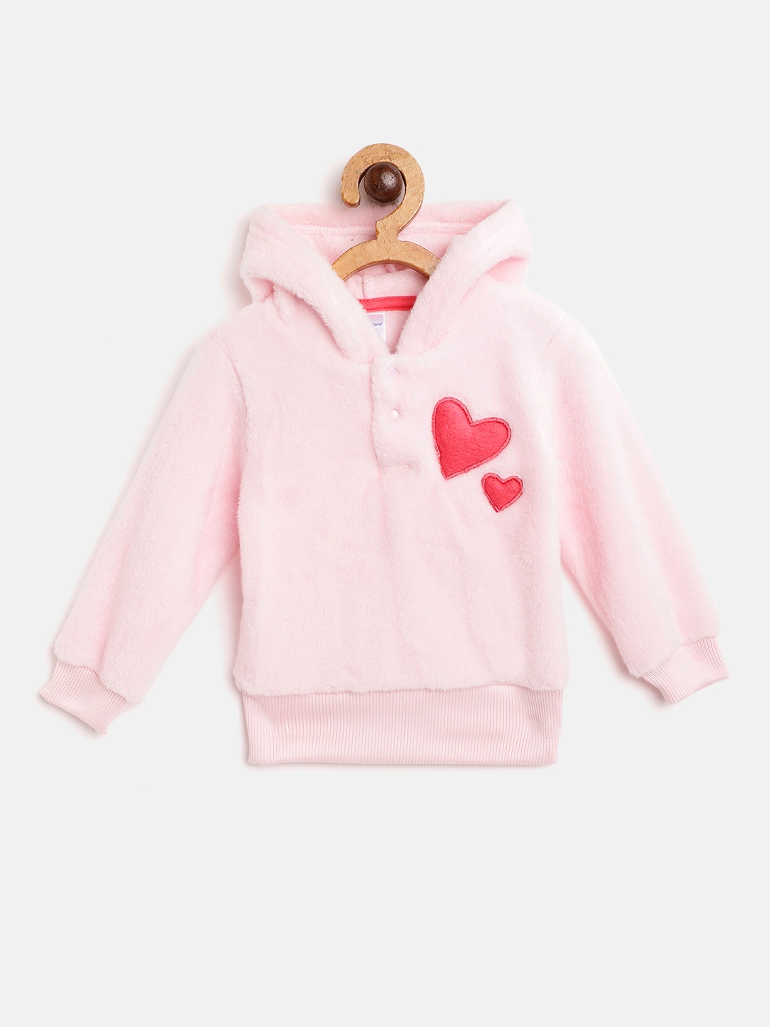 

Moms Love Infant Girls Pink Cotton Sherpa Hooded Sweatshirt