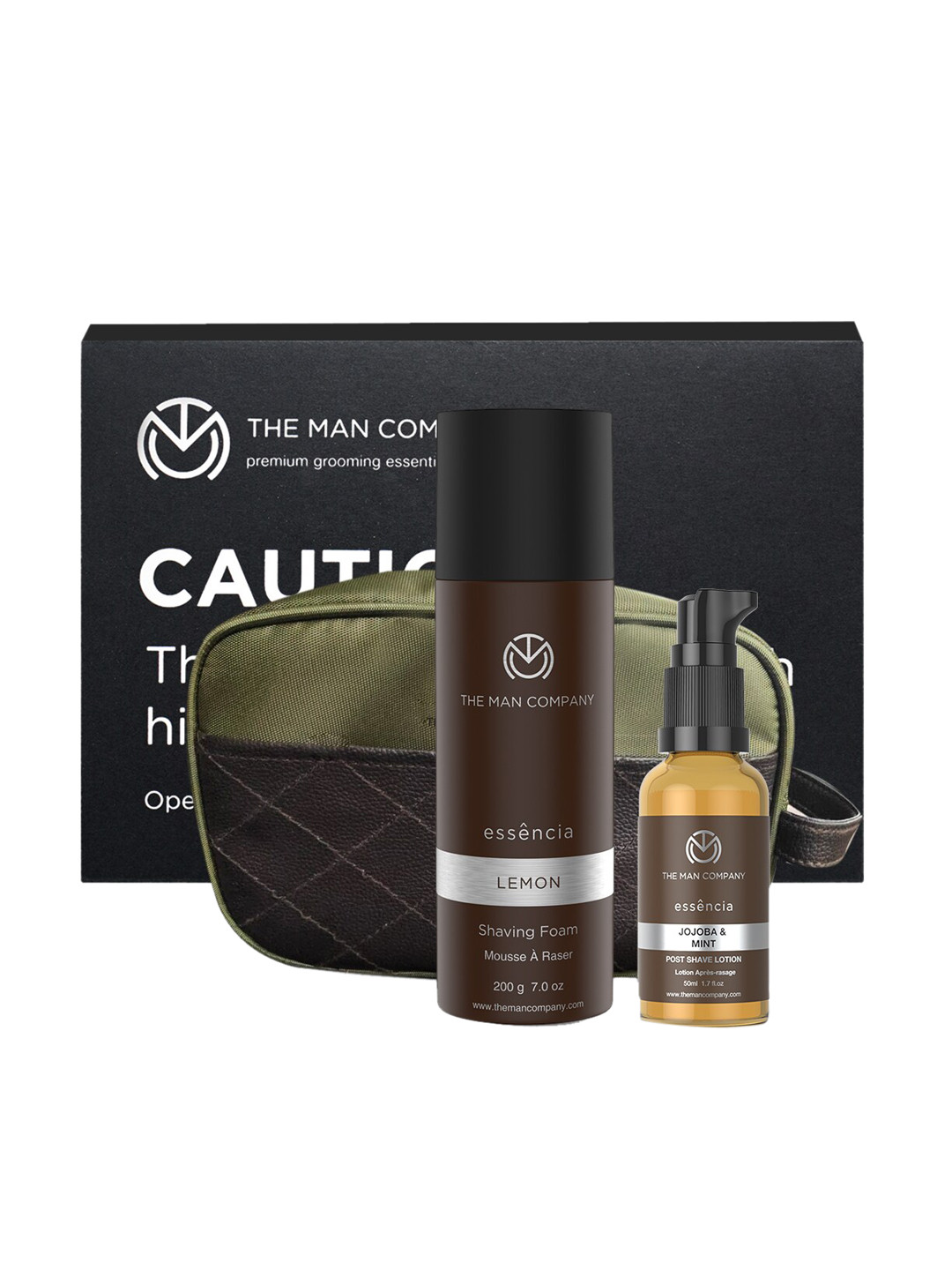 

The Man Company Men Shaving Kit with Foam, Post Shave Lotion and Grooming Zipper Pouch, Black