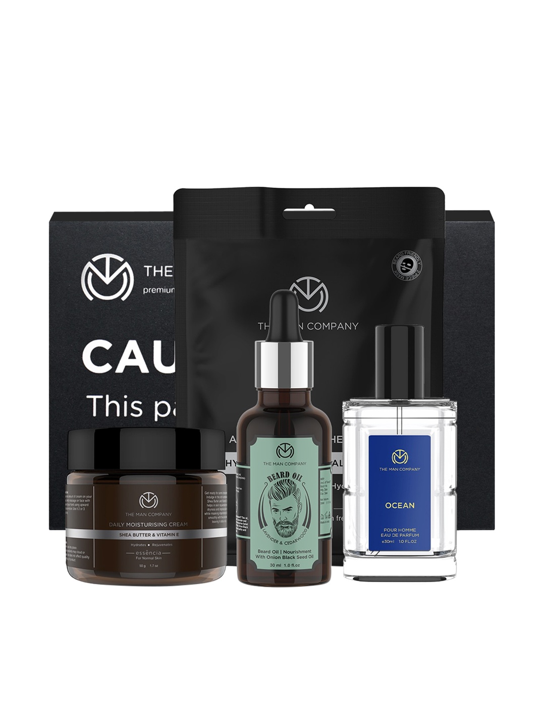 

The Man Company Men Face Care Kit with Beard Oil, Moisturizer, Sheet Mask & Ocean EDP, Black