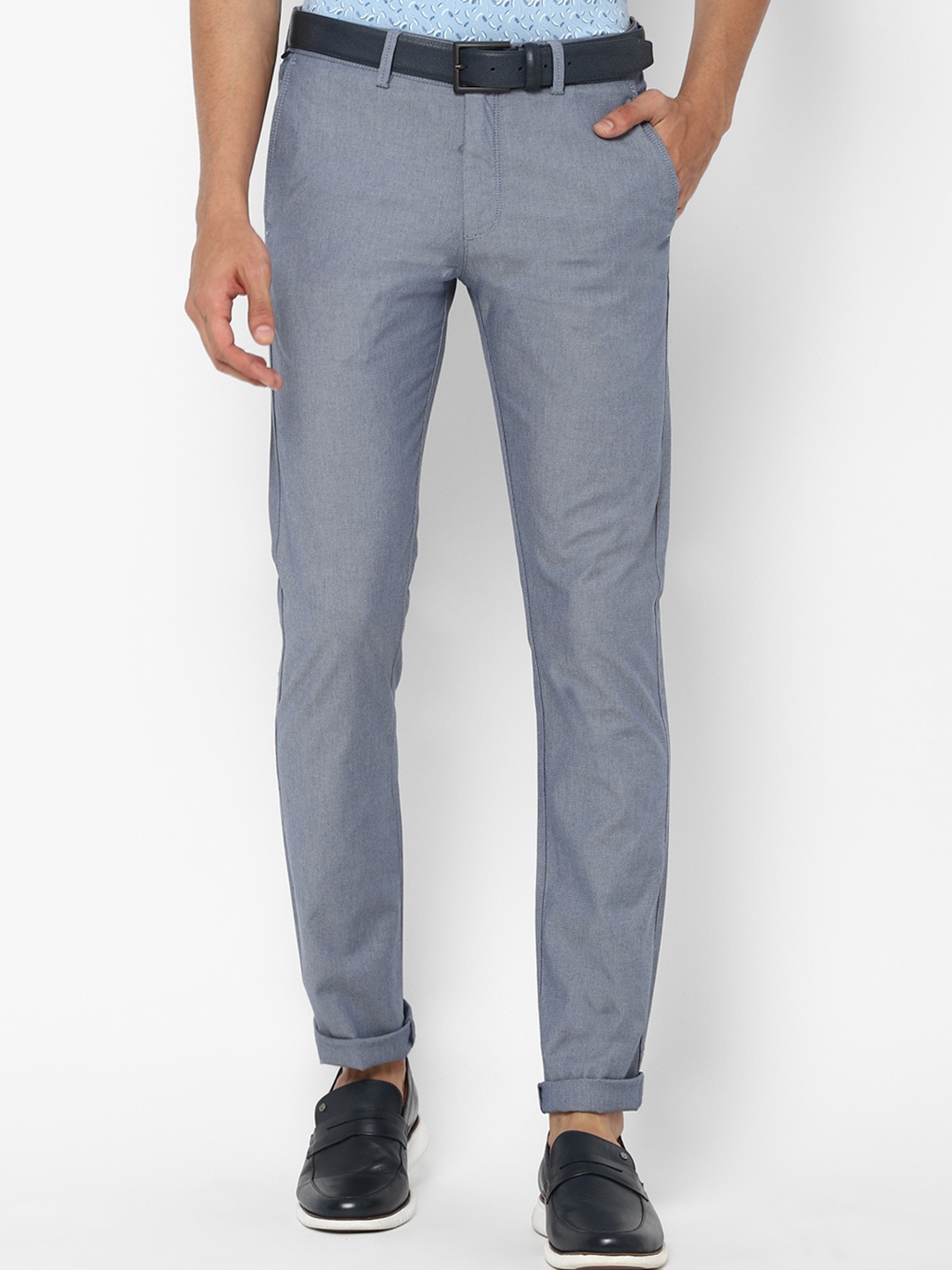 

Allen Solly Men Slim Fit Mid-Rise Cotton Trousers, Blue