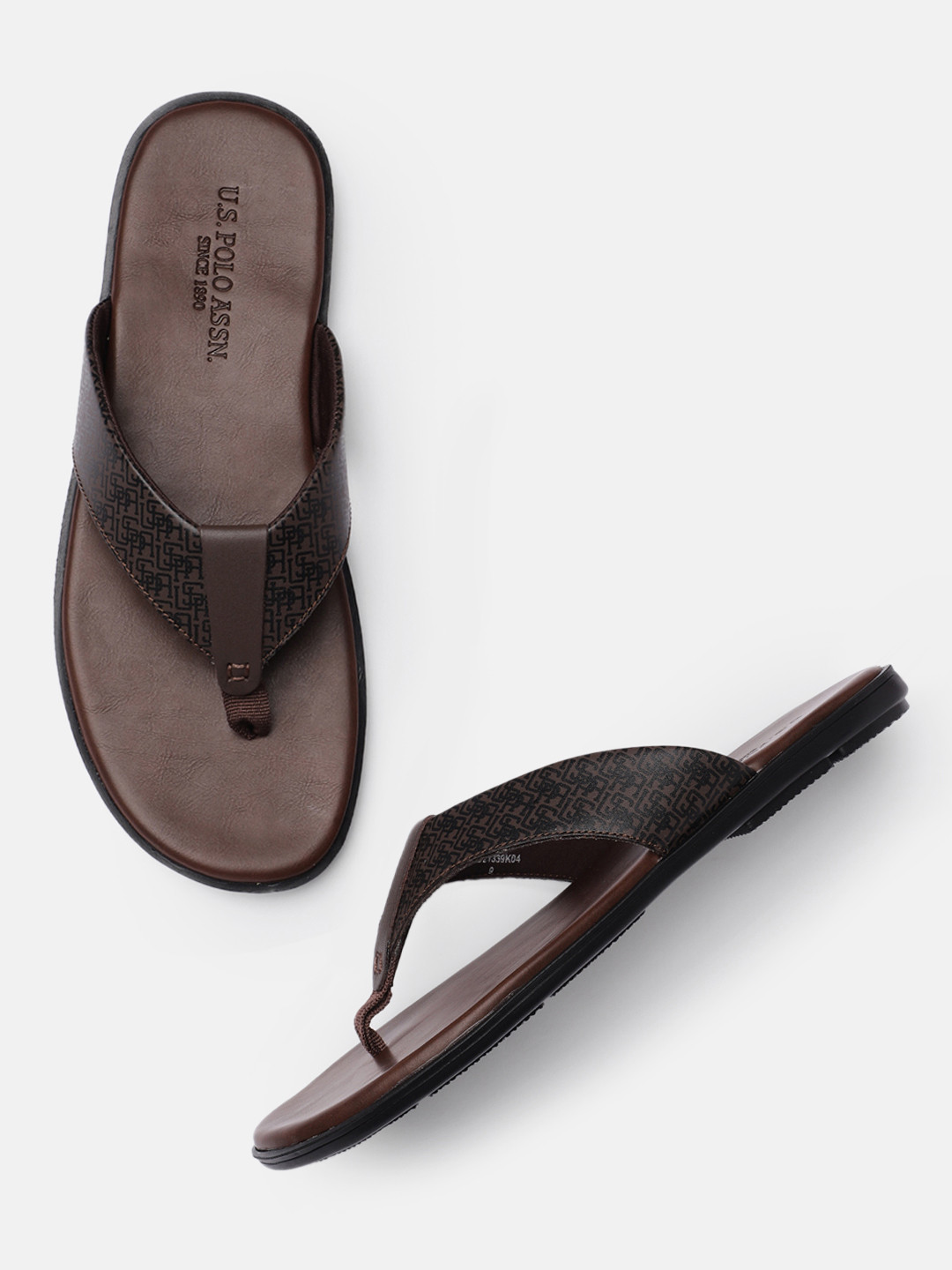 

U S Polo Assn Men Brown DONLACK 2.0 Printed Thong Flip-Flops