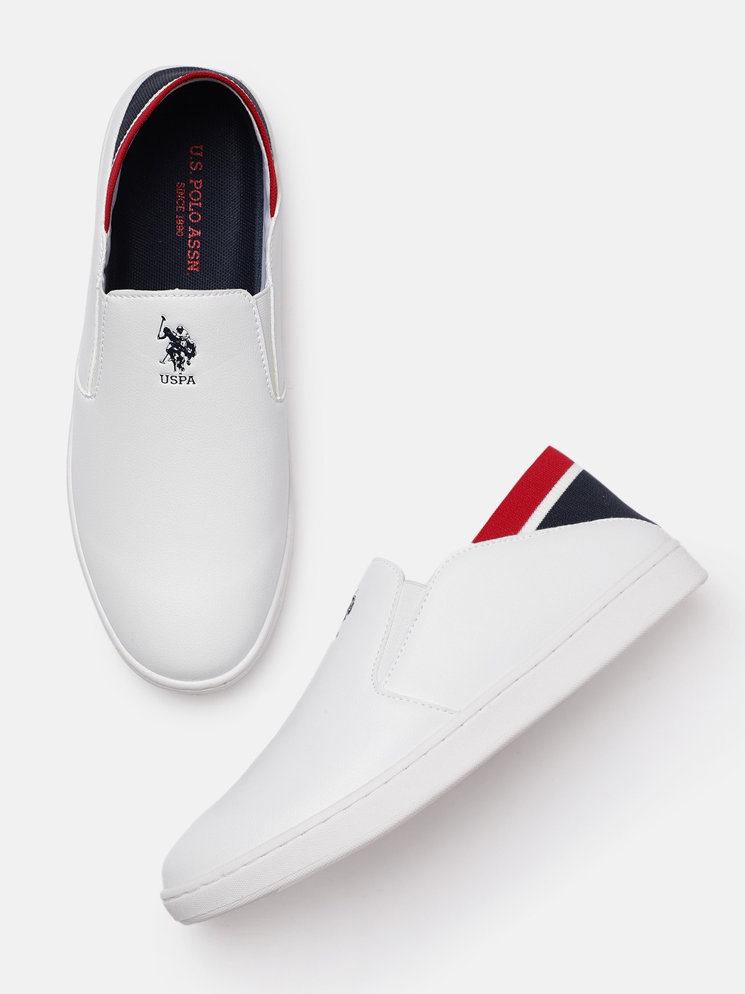 

U.S.Polo Assn. Men White Solid Quebec Slip-On Sneakers