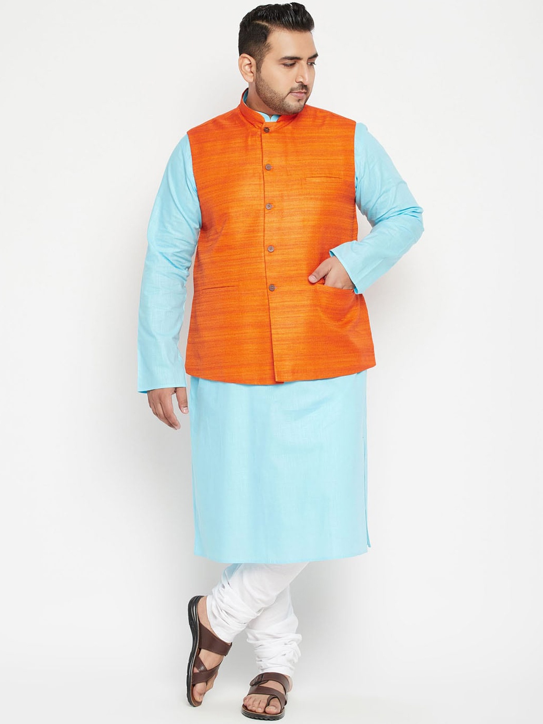 

VASTRAMAY Men Blue Regular Kurta with Pyjamas