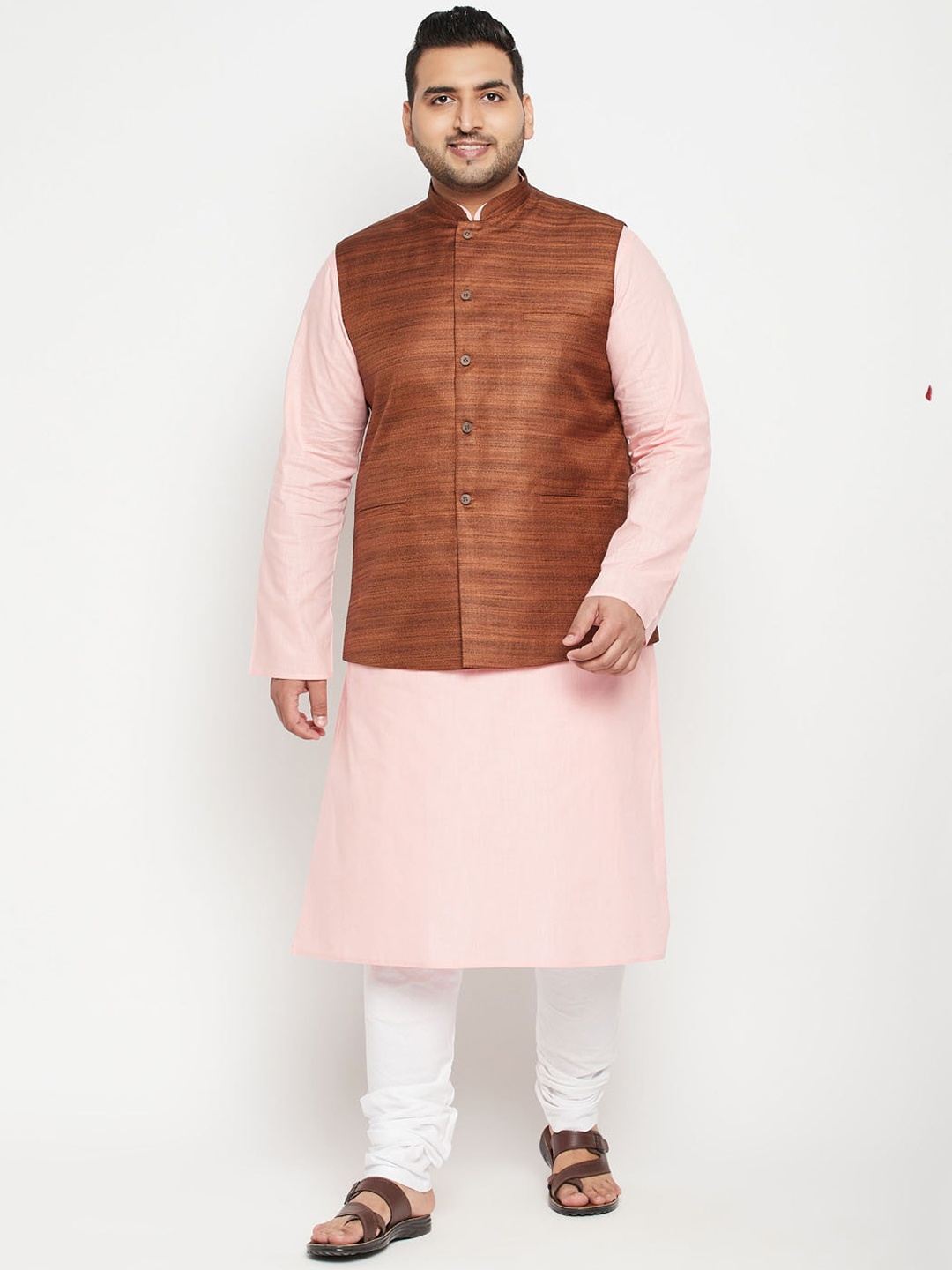 

VASTRAMAY Men Pink Regular Kurta with Pyjamas