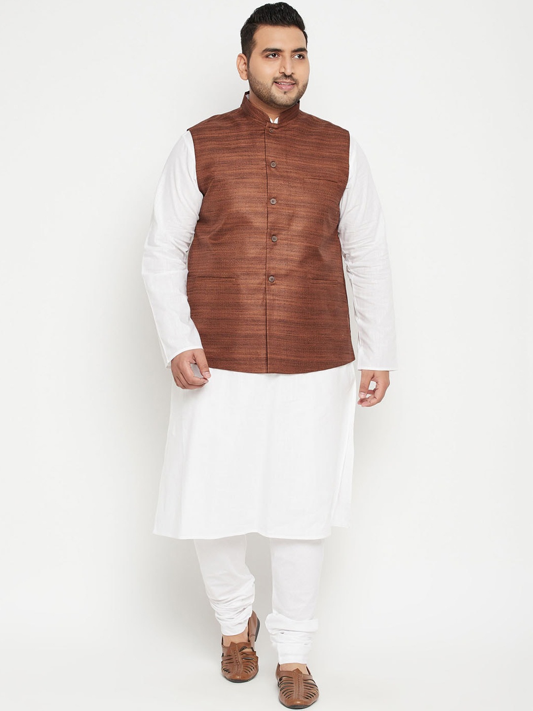 

VASTRAMAY Men White Layered Kurta with Pyjamas