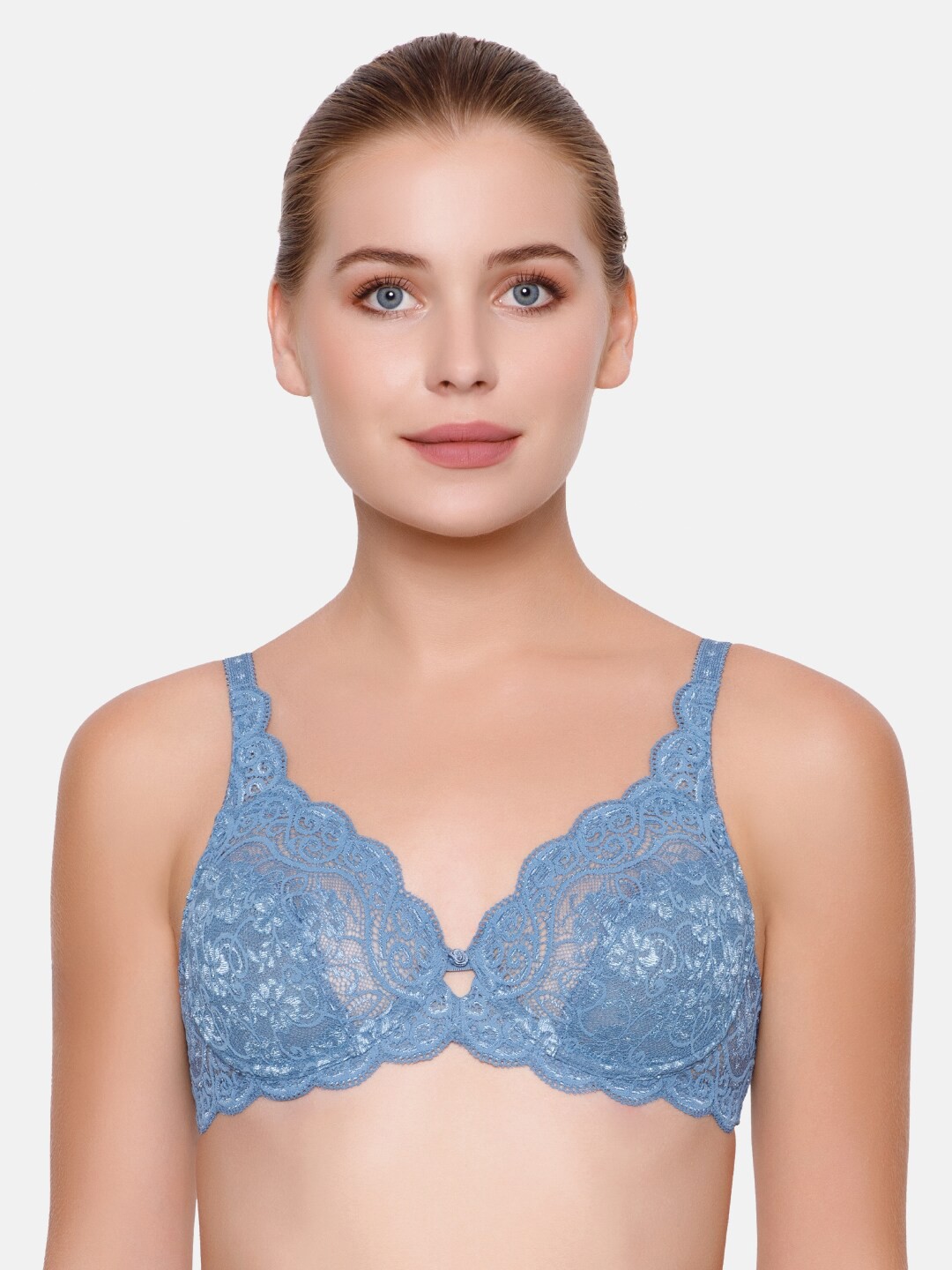 

Triumph Amourette 300 Wired Non-Padded Lace Everyday Bra, Blue