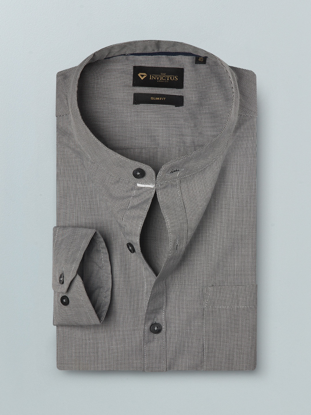 

INVICTUS Men Grey Slim Fit Self Design Formal Shirt