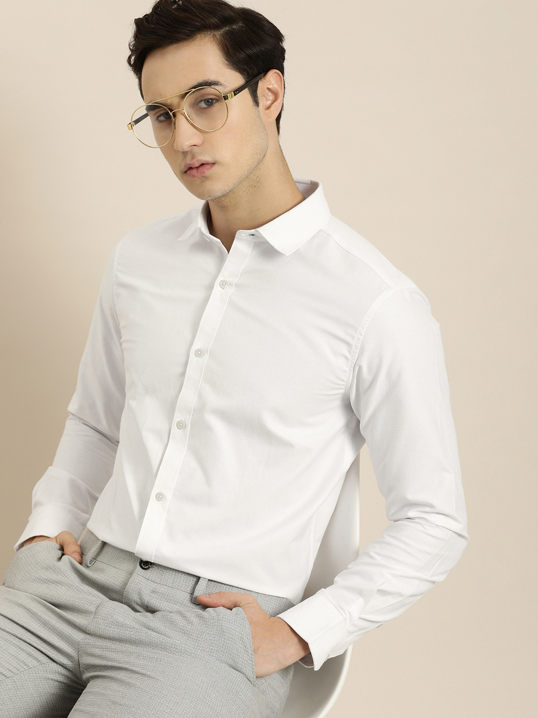 

INVICTUS Men White Slim Fit Opaque Formal Shirt