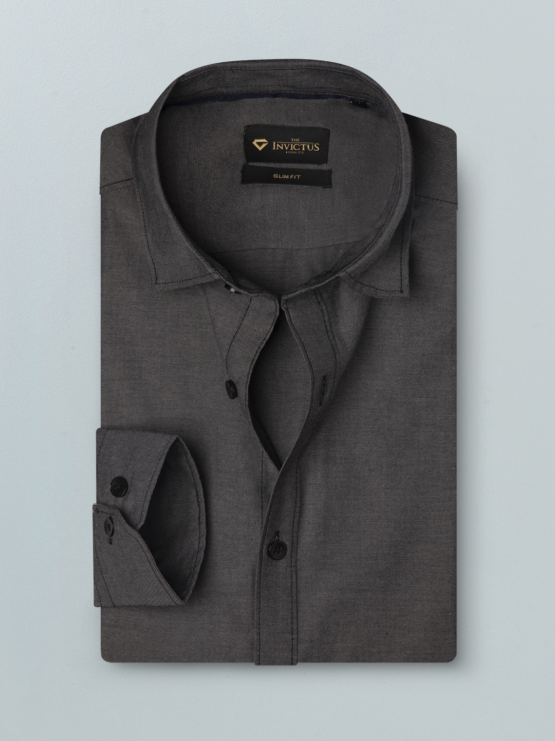 

INVICTUS Men Charcoal Grey Slim Fit Smart Casual Shirt