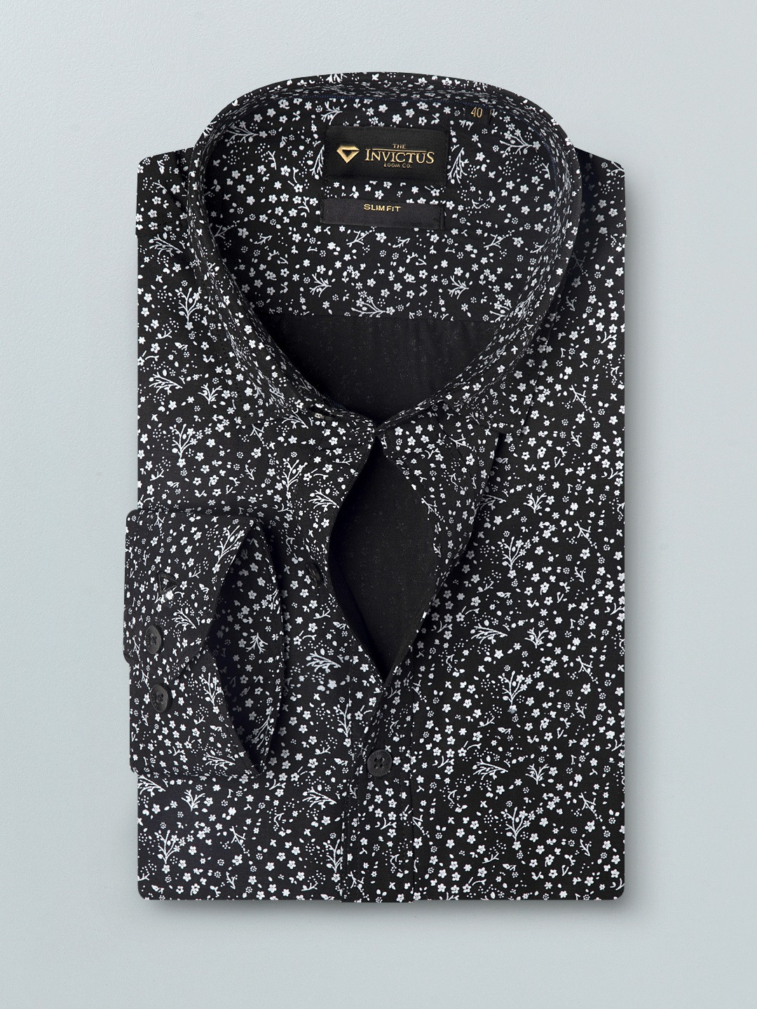 

INVICTUS Men Black & White Slim Fit Floral Printed Smart Casual Shirt