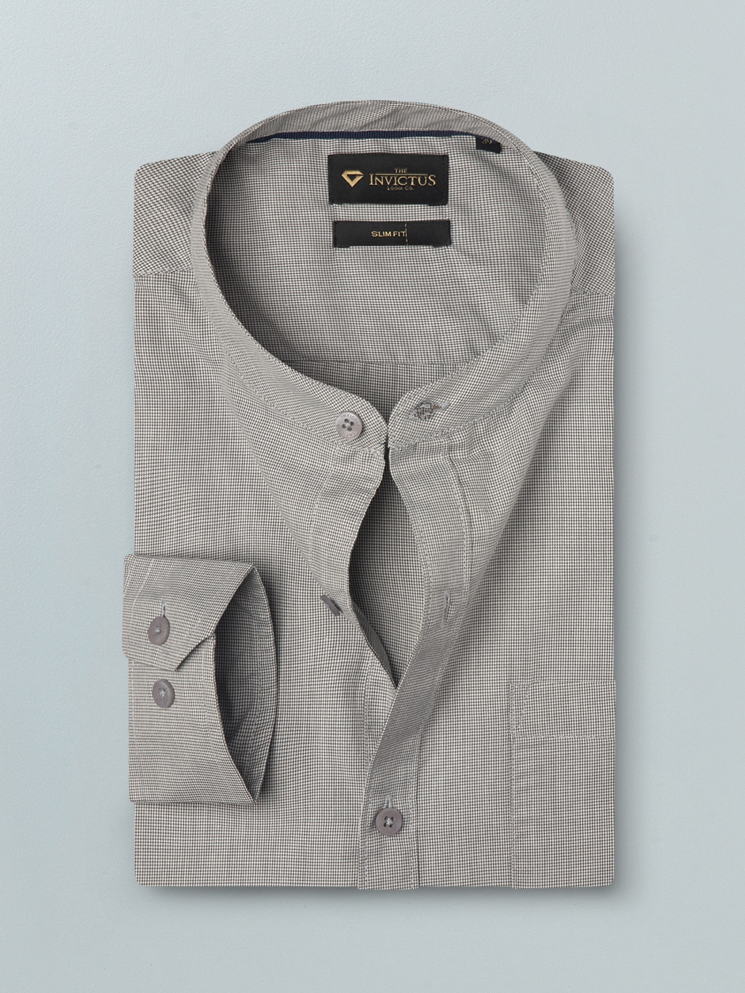 

INVICTUS Men Grey Slim Fit Self Design Pure Cotton Formal Shirt