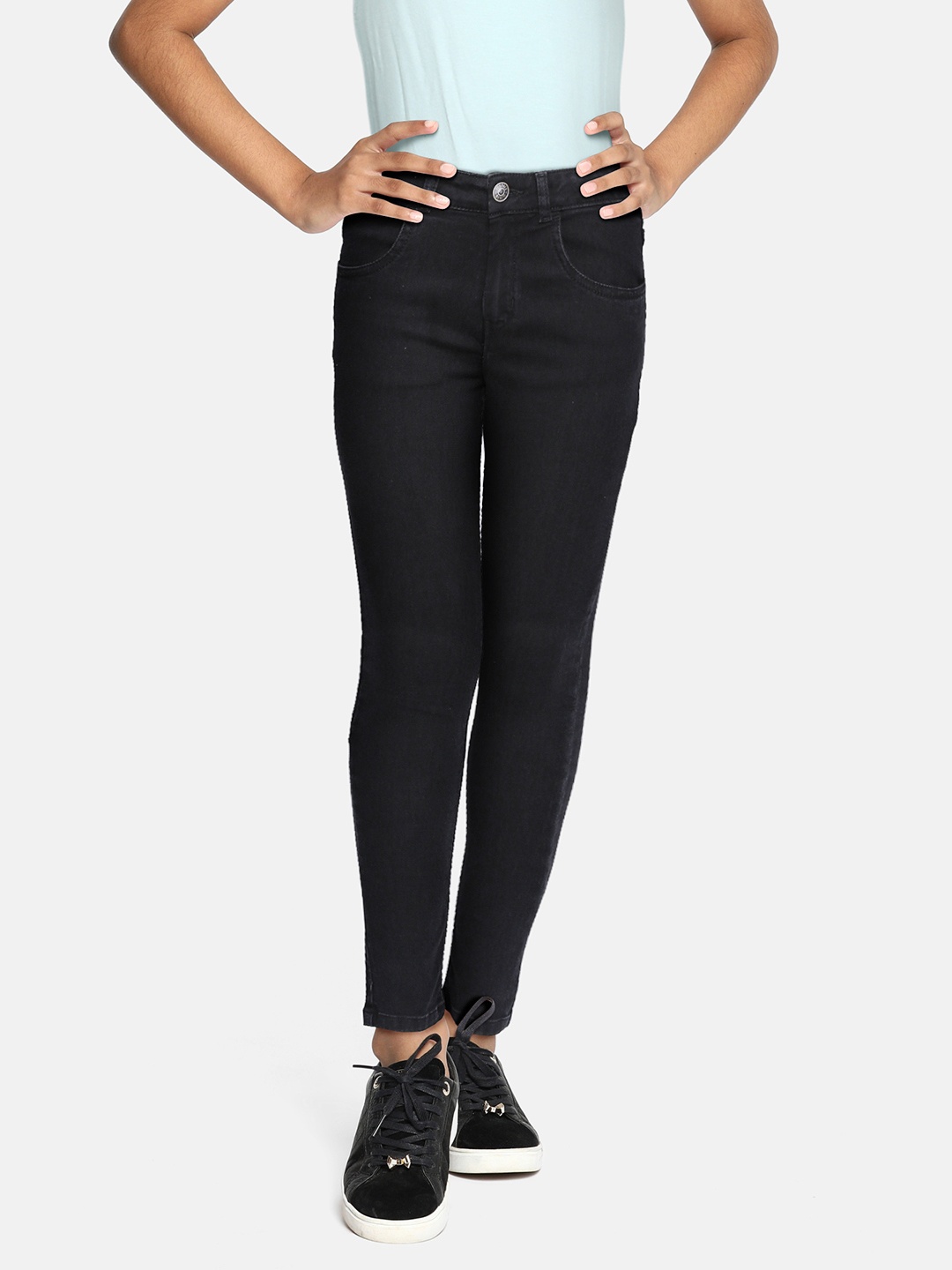 

JUSTICE Girls Black Skinny Fit Mid-Rise Stretchable Jeans